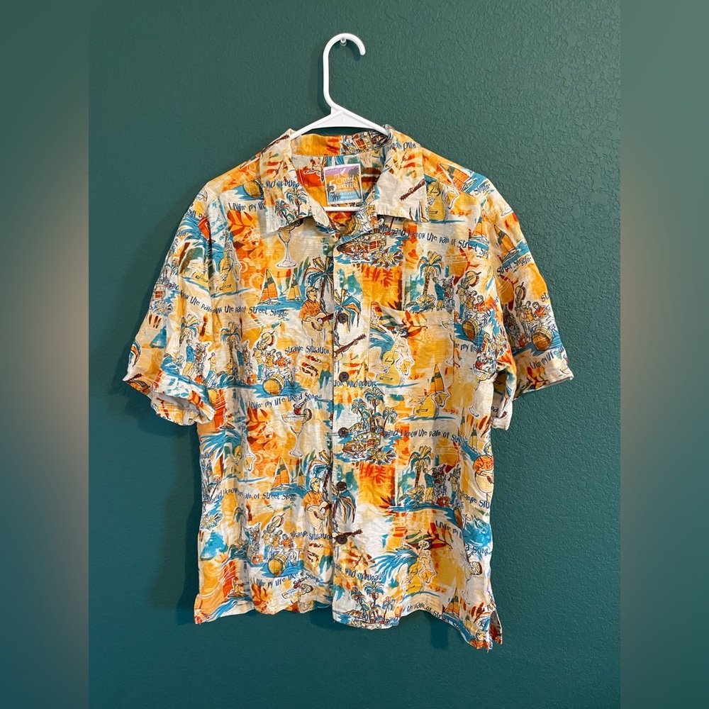 Margaritaville men’s it’s 5 o’clock somewhere colorful Hawaiian shirt size M